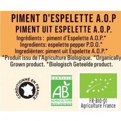 Ekologiškas pipiras Espelette (A.O.P.) 40 g